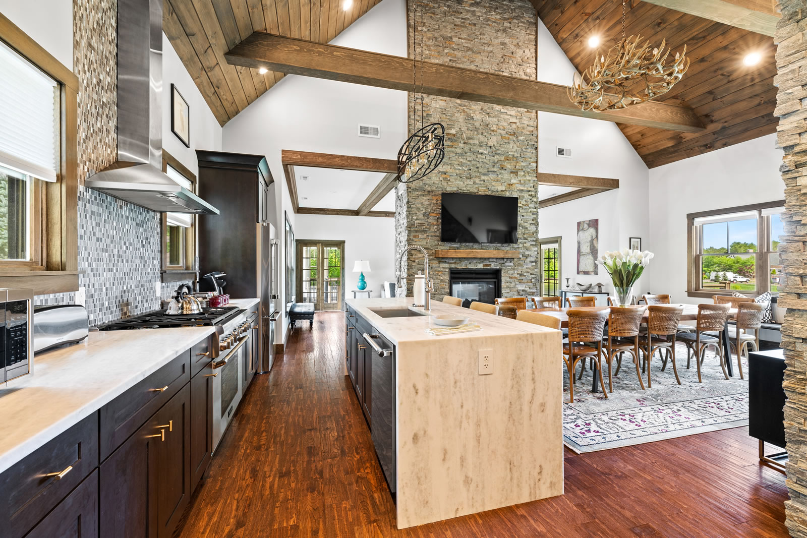 Great room kitchen and dining at The Preserve Sporting Club