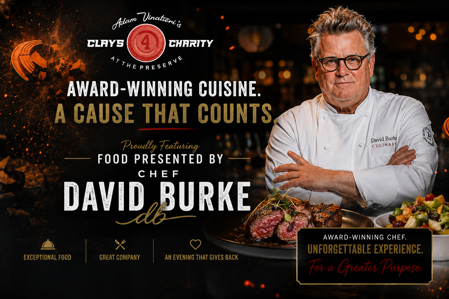 Celebrity Guest Chef David Burke — food presented by Chef David Burke at Clays 4 Charity