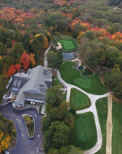 Aerial view of The Preserve Sporting Club clubhouse and grounds